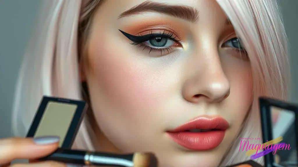 Olhos marcantes: delineado gráfico, sombras rosadas e cílios ideais