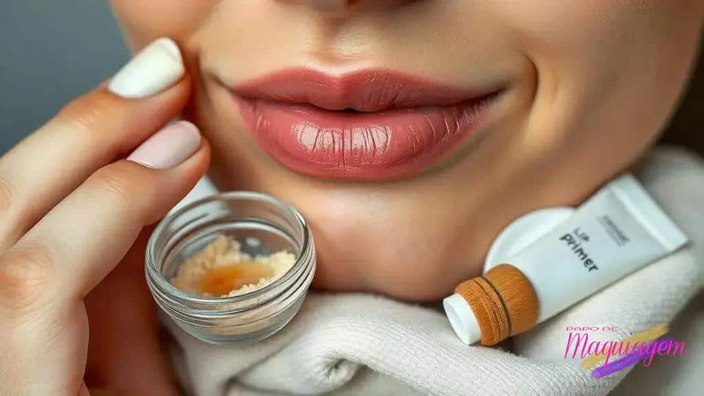 Preparando os lábios: hidratação, esfoliação e primer