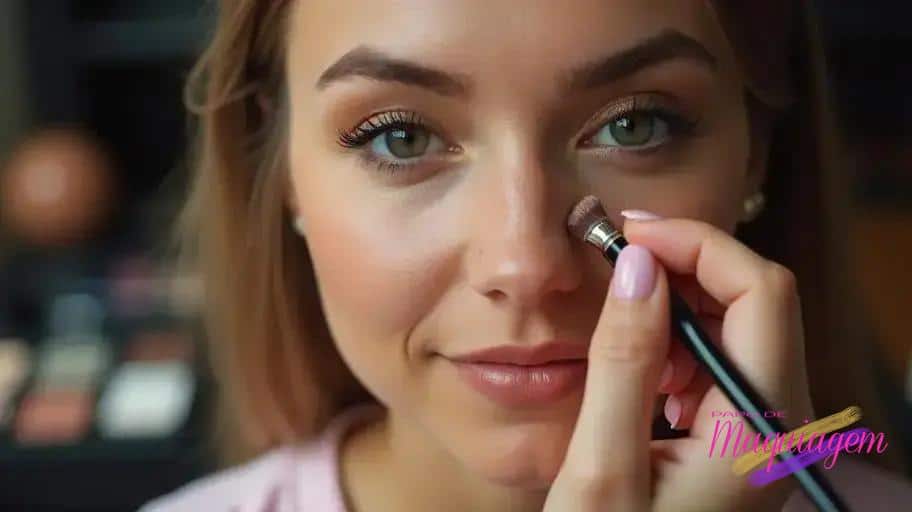 Aplicação do iluminador e base para glow duradouro