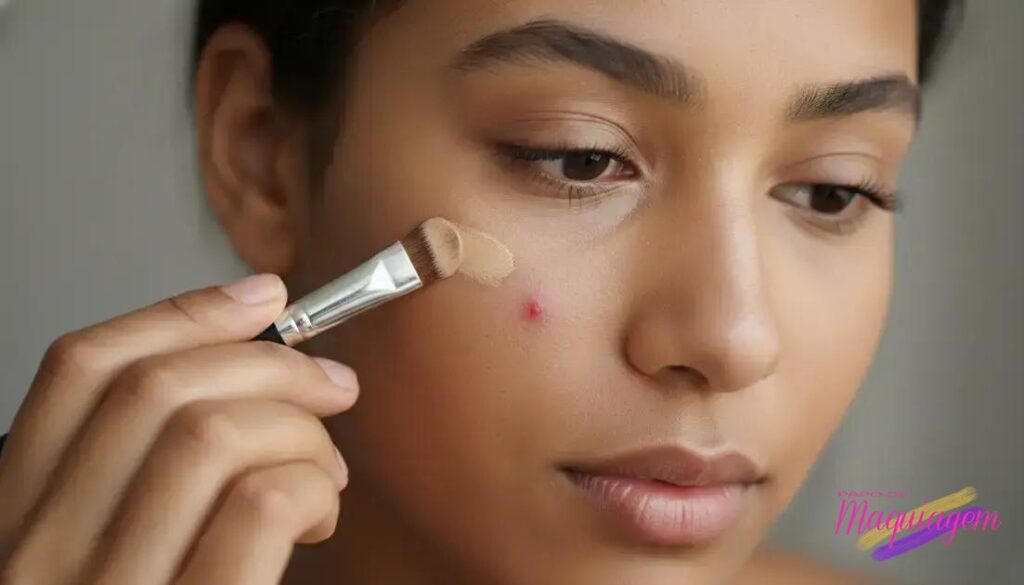 Truque para disfarçar espinhas com maquiagem;