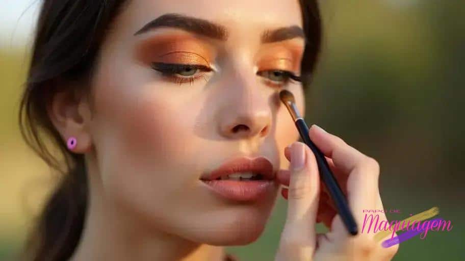 Tutorial de maquiagem em tons quentes;