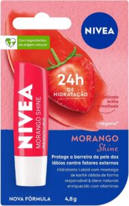 Nivea Hidratante Labial Morango Shine, 4,8g