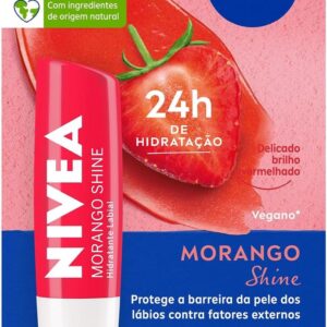 Nivea Hidratante Labial Morango Shine, 4,8g