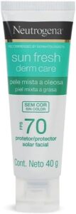 Neutrogena Protetor Solar Facial Sun Fresh Derm Care, sem Cor, FPS 70, 40g