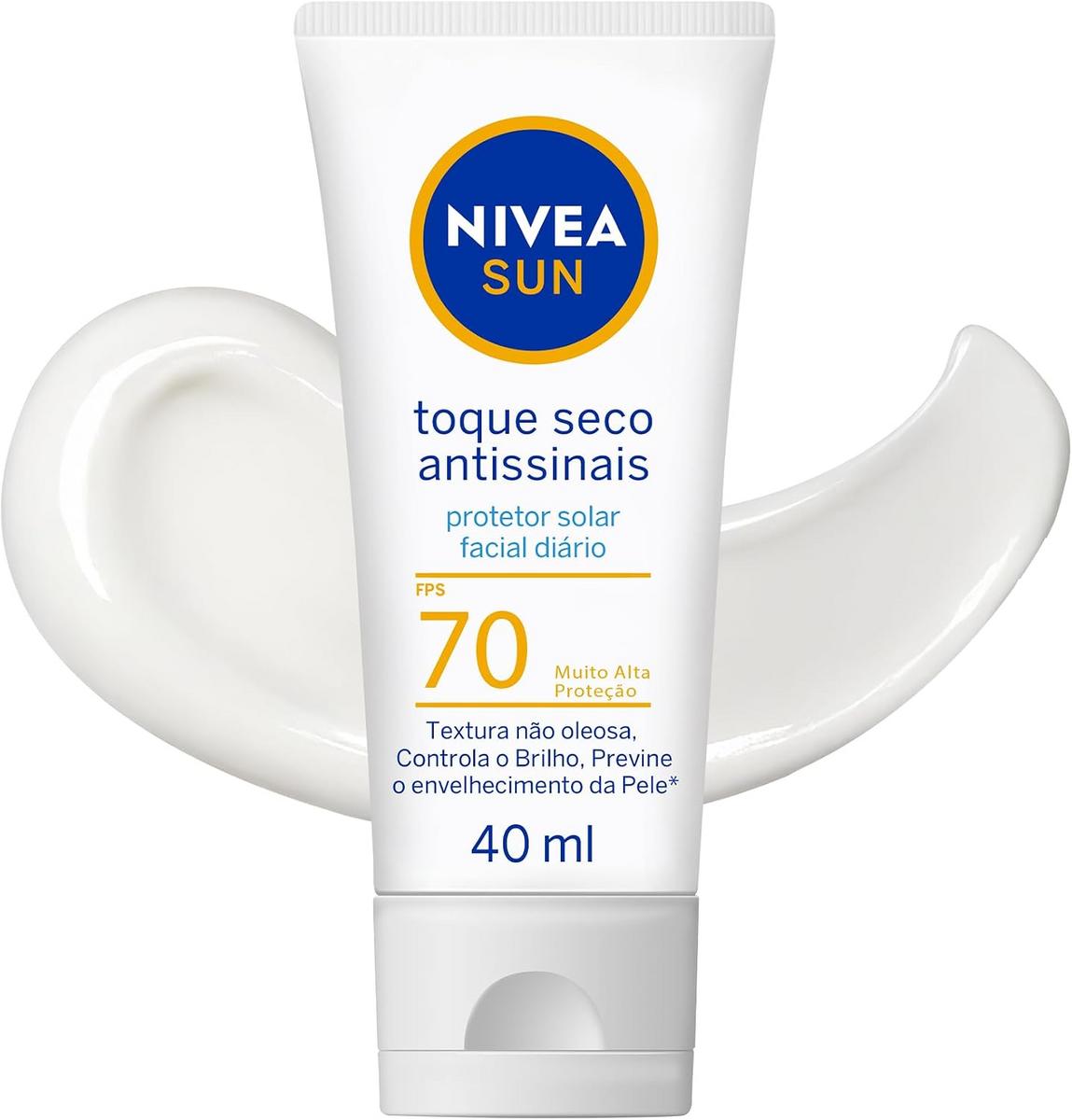 Nivea SUN Protetor Solar Facial Toque Seco Antissinais FPS 70 40ml