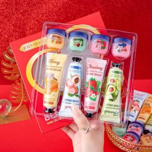 Conjunto de 8 Peças de Creme para Mãos E Protetor Labial, Caixa D