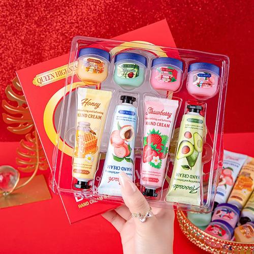 Conjunto de 8 Peças de Creme para Mãos E Protetor Labial, Caixa D
