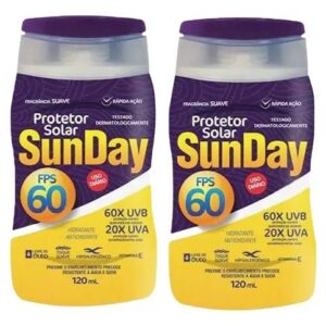 Kit 2 Protetor Solar Sunday Fator 60 FPS 120 Ml Proteção Sol
