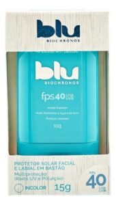 Blu Protetor Solar Bastão Incolor Biochronos FPS 40 UVB UVA