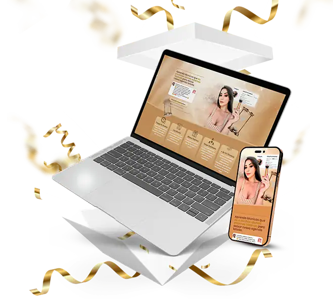 Curso Classic Beauty, de Dany Lima, aberto em um notebook e em um celular