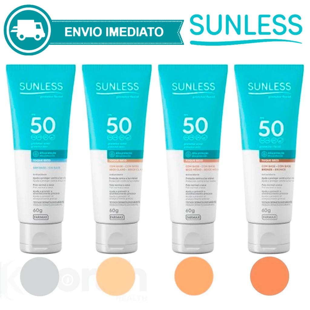 Protetor Solar Facial Sunless FPS 50 Farmax 60g A Escolher Incolor Bege Claro Médio