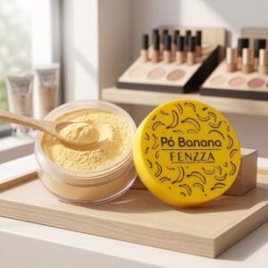 Kit Pó Banana Fenzza Makeup Facial Translúcido Solto Finalizador para Maquiagem Controle de